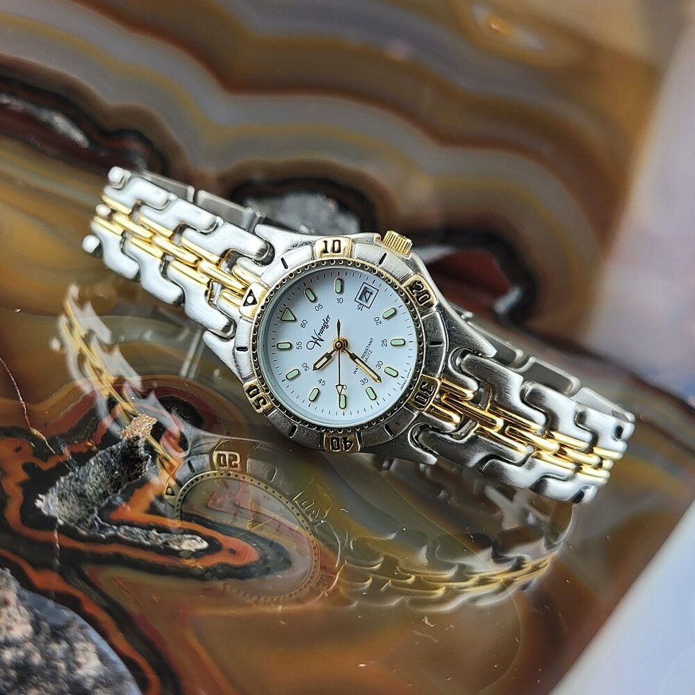 Vintage New WRANGLER Gold & Silver SEL Link Bracelet Watch